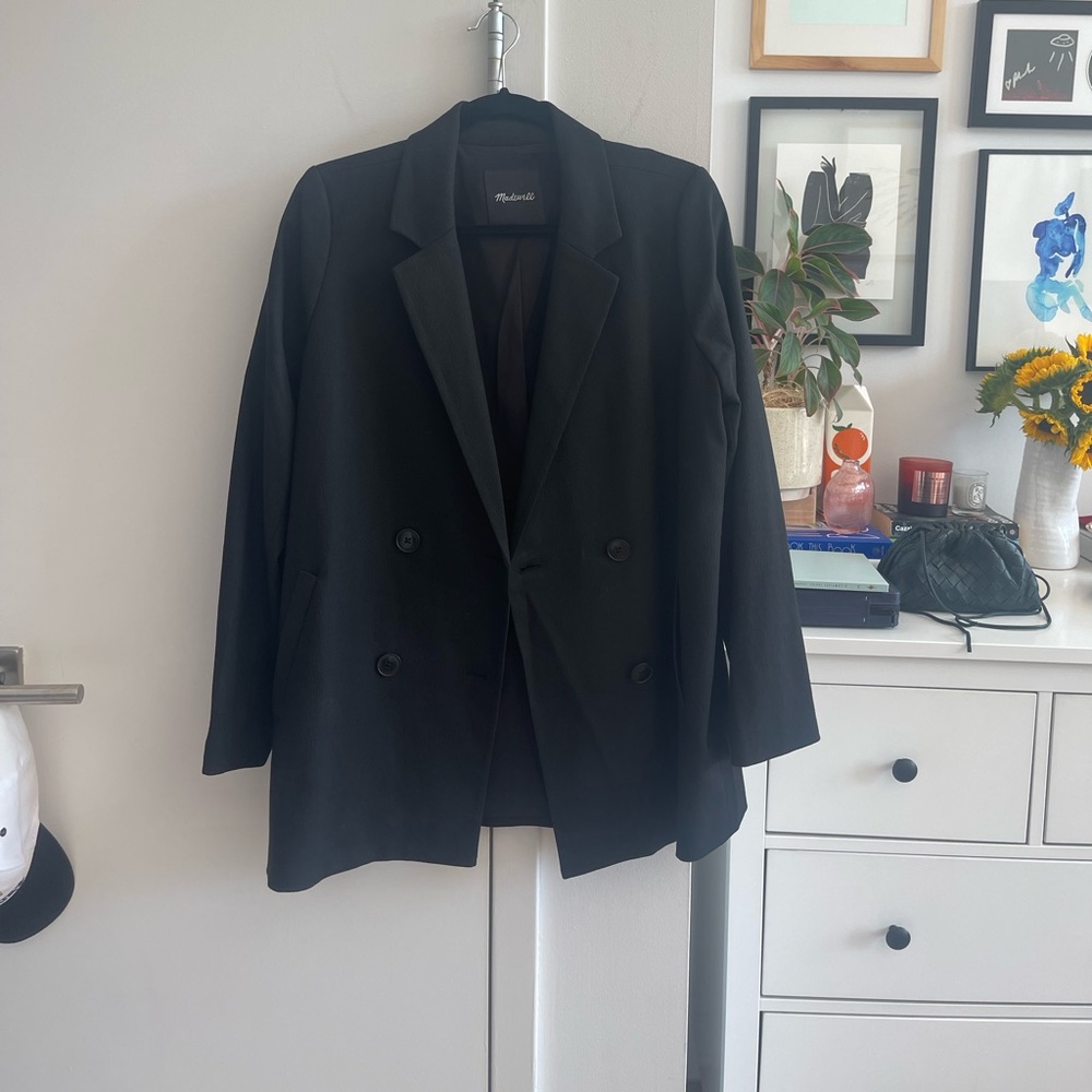 Madewell Caldwell Double Breasted Blazer Sz M Black